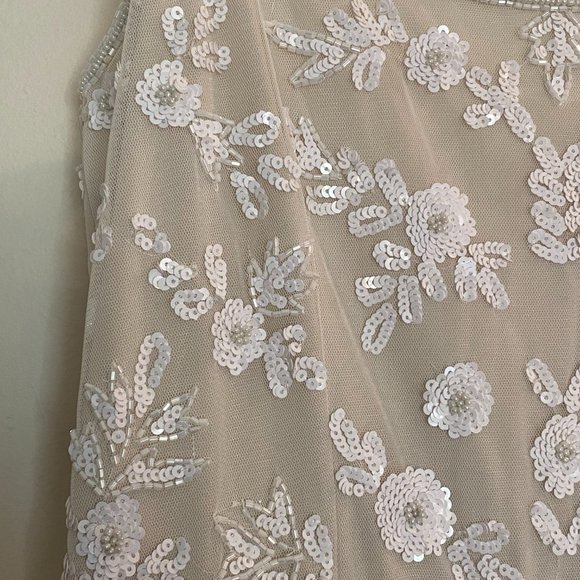 ADRIANNA PAPELL WHITE/CREAM LACE BEADED DRESS - Picture 7 of 10